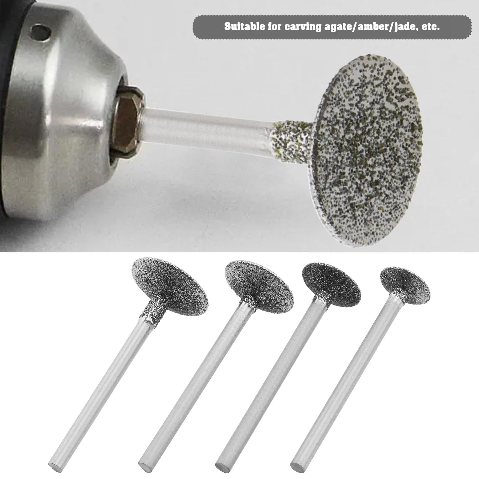 OTOTEC 7Pcs T Shape Head Diamond Grinding Burr Drill Bits Sets Suitable for Rotary Tools Engraving Agate and Amber,2.35mm Rod and 3mm Rod - Image 3