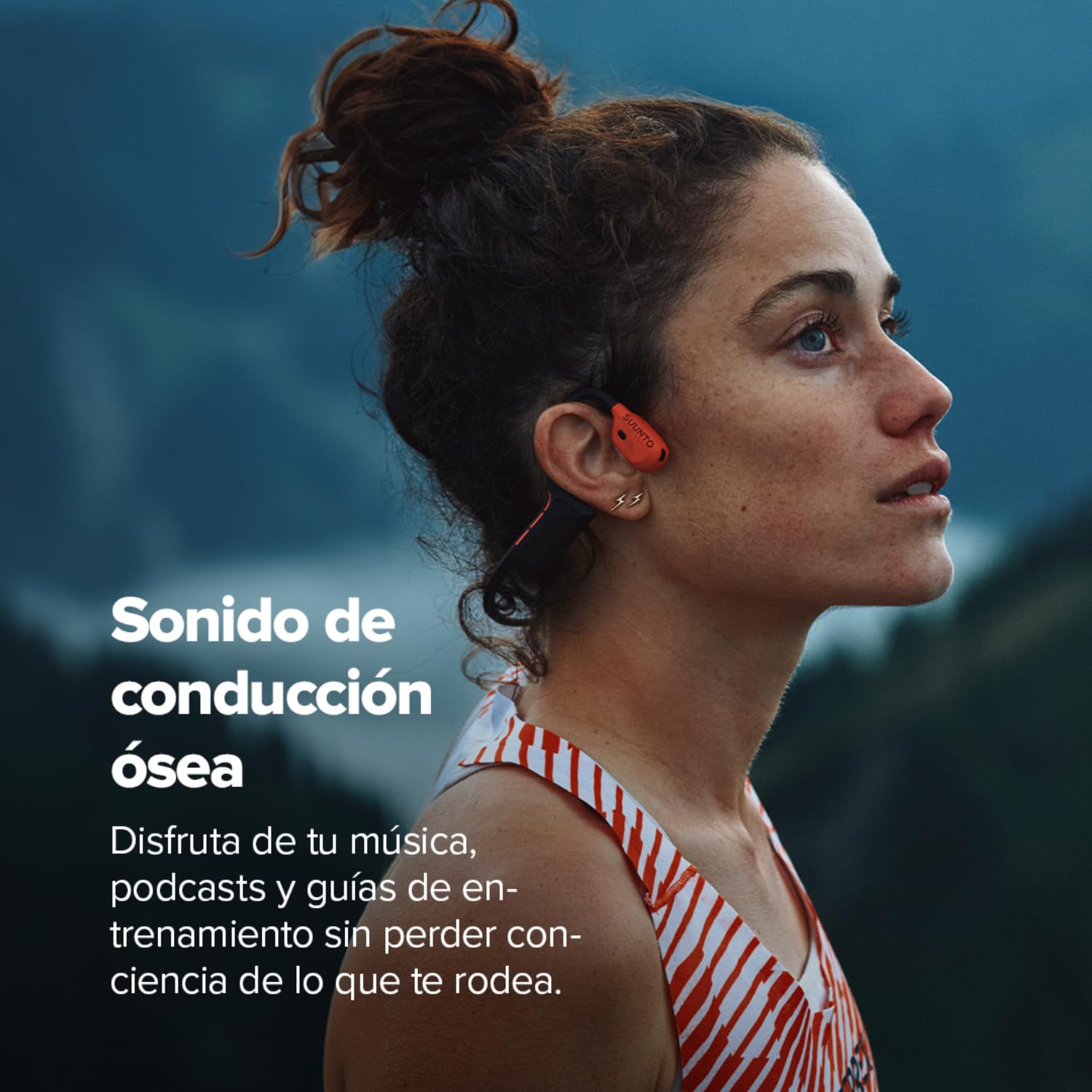Suunto Wing 2 Open-Ear Auriculares Abiertos Bluetooth Conducción Ósea, IP66 (Antisudor), Luces Seguridad, Retroalimentación por Voz, 12H Autonomía + 24H Powerbank