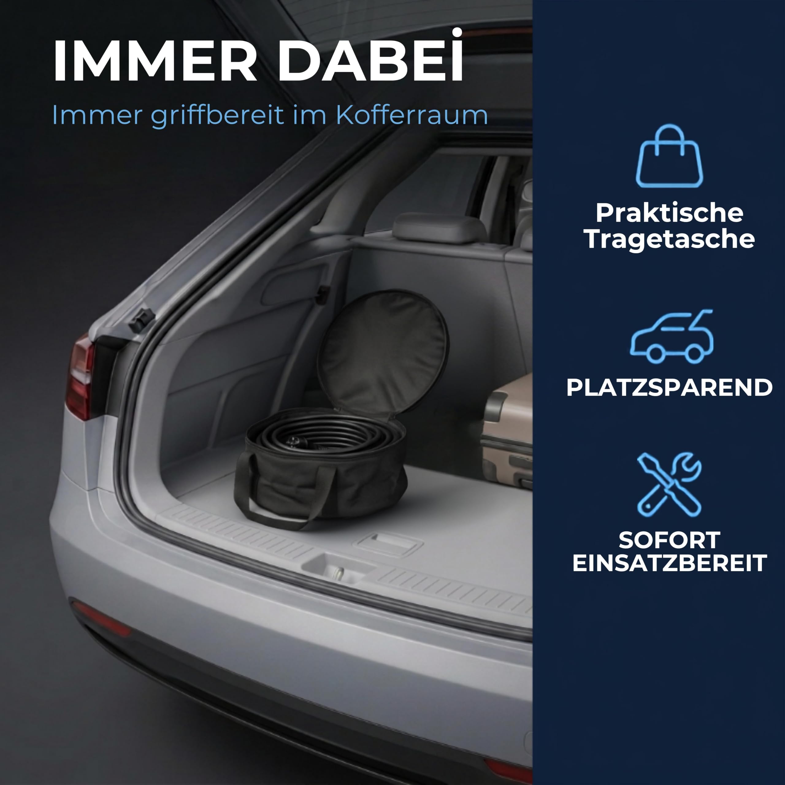 Ladekabel Elektroauto Typ 2 Schuko | 5 m - 3,7 kW | Für alle Typ-2 Elektroautos | LCD Anzeige | Ladekabel für sicheres Laden – ideal für den täglichen Einsatz zu Hause und unterwegs
