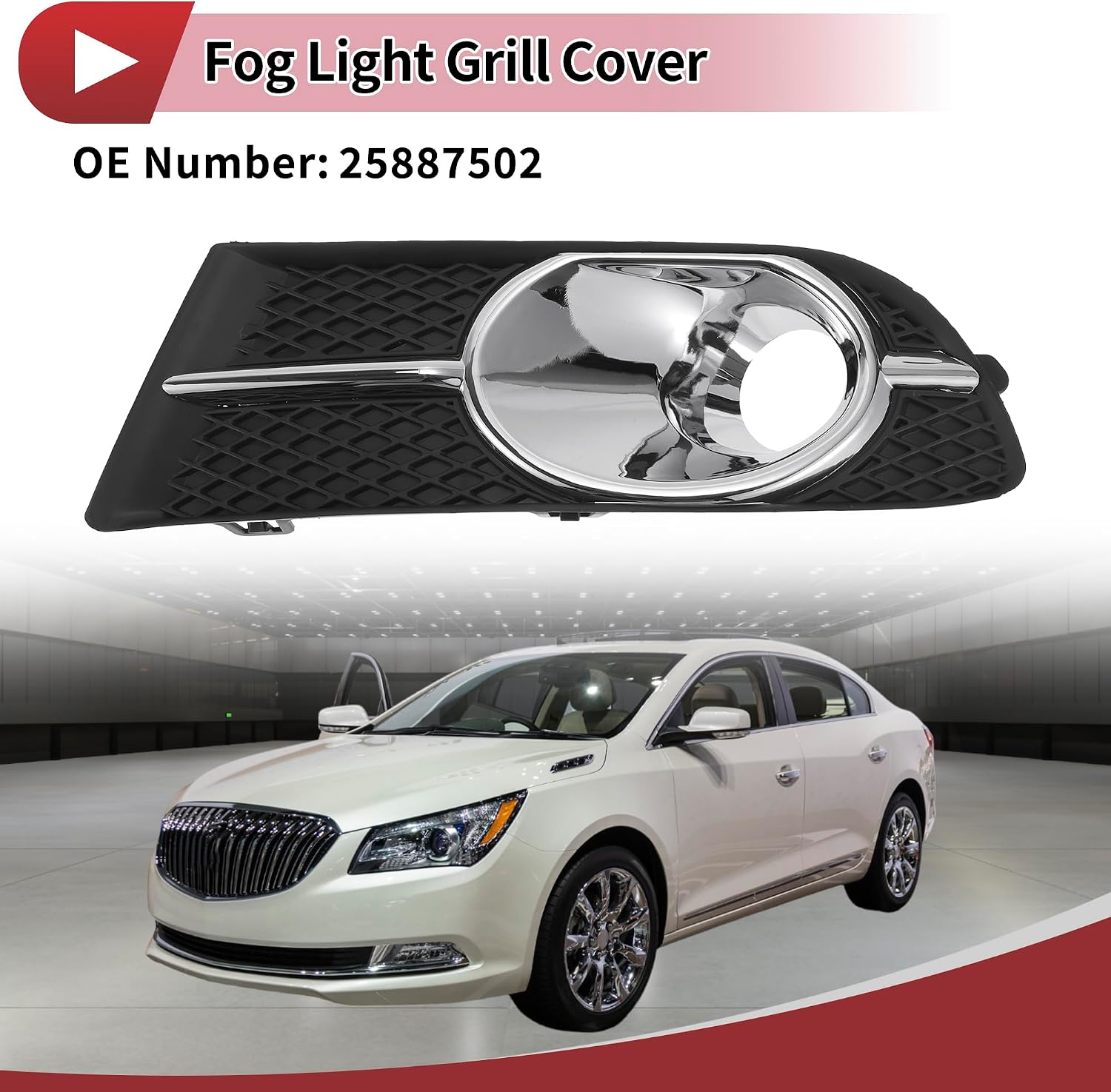1 Pc Fog Light Grill for Buick Verano 2012-2017 Front Left Front Lower Bumper Fog Light Cover Inserts No.25887502 Black,Silver Tone ABS