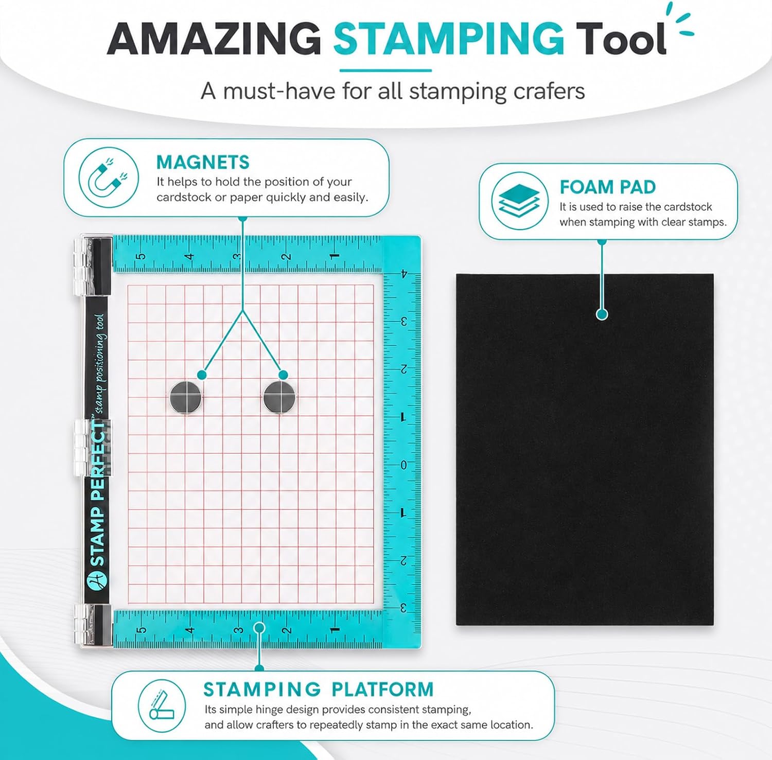 Stamp Positioning Tool, Hinged Stamping Platform, 7x9 Inch