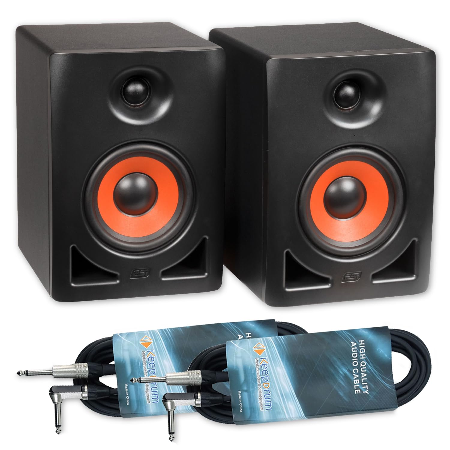 ESI nEAR i5 Studio Monitor-Boxen aktive Lautsprecher 1 Paar mit 2X keepdrum Klinkenkabel