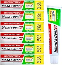 blend-a-dent Super Haftcreme Extra Stark Neutral 6×70g – Geschmacksfreie Prothesencreme mit Langzeithalt | Sicherer Halt für Zahnprothesen | Sanft & zuverlässig für empfindliche Nutzer