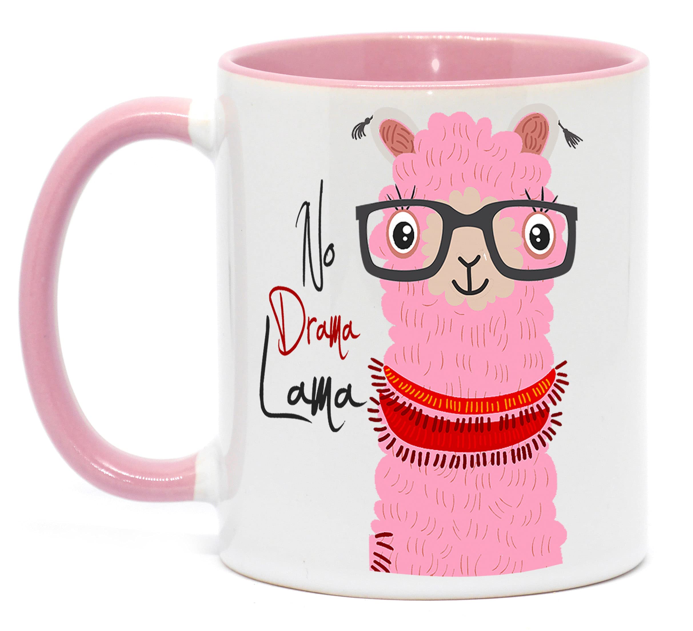 Alpaka-Tasse "No Drama Llama Lady" – Innen & Henkel In Rosa, Lustiger Spruch, Spülmaschinenfest