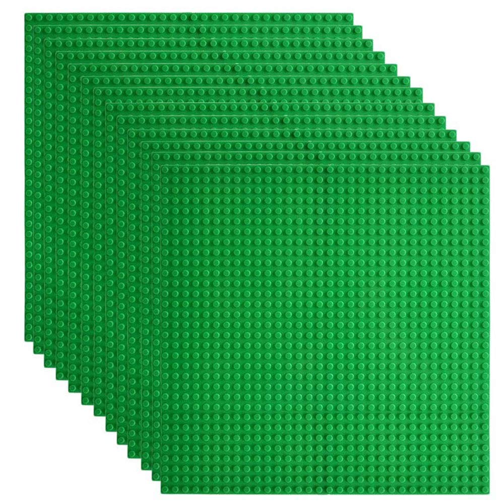 Classic Baseplates 10" x 10" Building Borad Base Plates by Lekebaby, 100% Compatible with All Major Brands Baseplate for Kids Play, Green Base Plate, 12 Pack