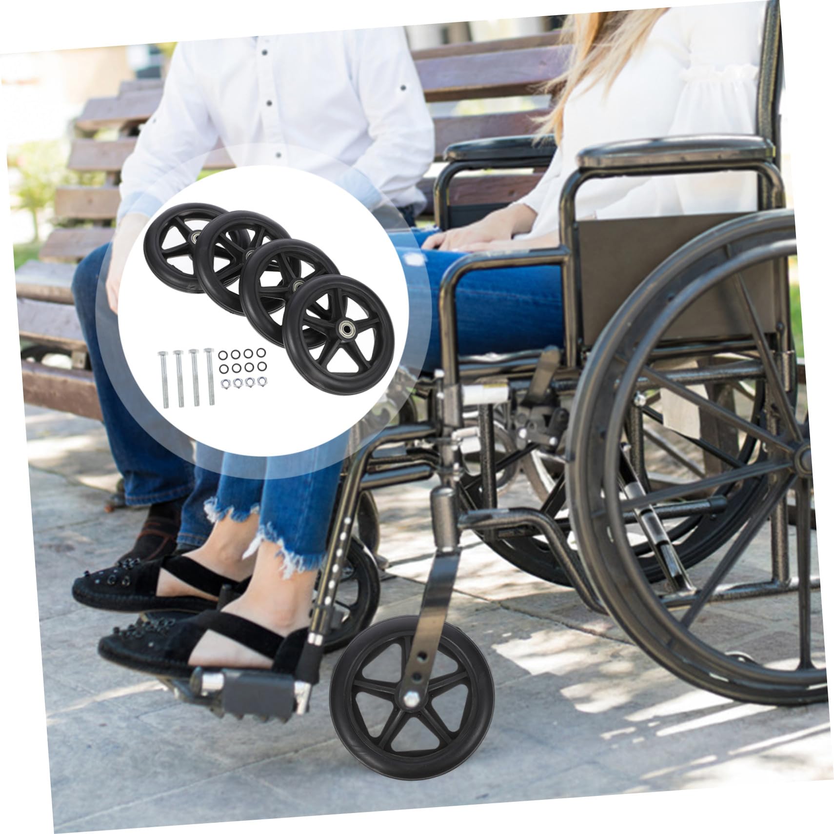 Hohopeti Ruedas Delanteras Lisas Silla de Ruedas para Abs y Acero Resistentes y Duraderas de Repuesto para Uso Interior y Exterior