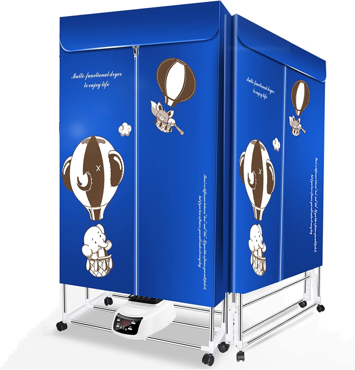 Foldable Electric Clothes Dryer 1500w, 2 Layer Large Capacity Heated Clothes Airer with Cover, Portable Electric Warm Air Dryer, Silent (Remote Control)