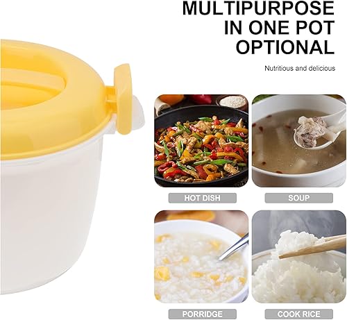 Vista 5 de Hemoton Contenedor de comida para microondas Microondas Olla de arroz Contenedor de alimentos: 1L Cocina de pasta Horno Olla de arroz Utensilios