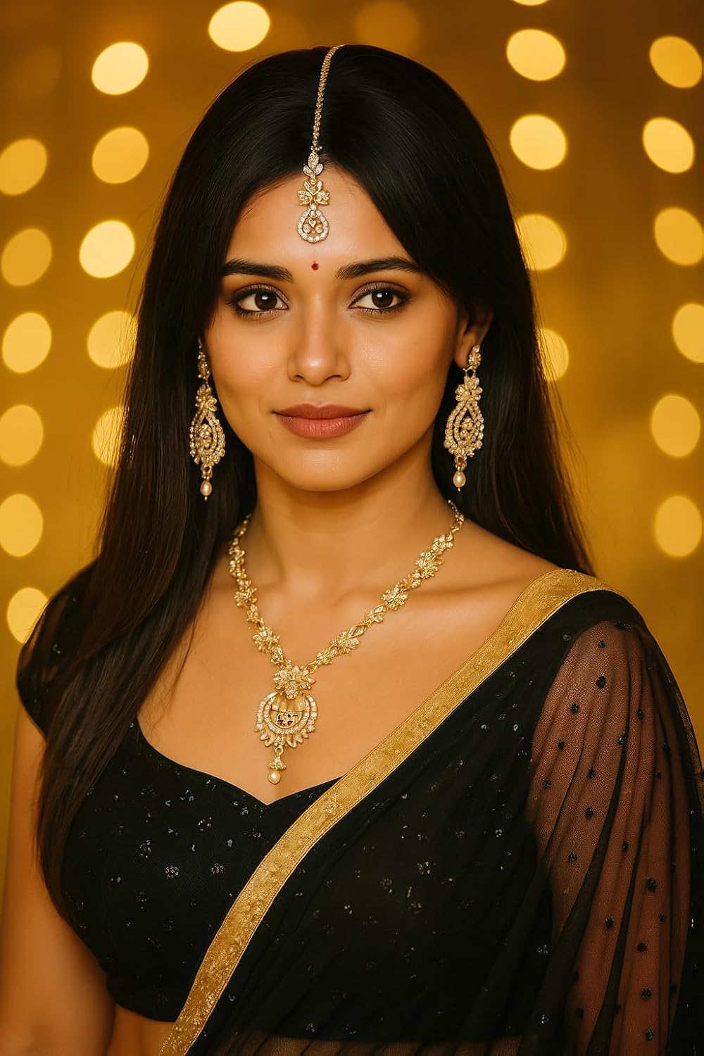 Touchstone Indian jewelry sets for women maang tikka wedding guest gold necklace bollywood jewellery set pageant elegant prom bride accessories western crystal chunky rhinestone necklaces image 3