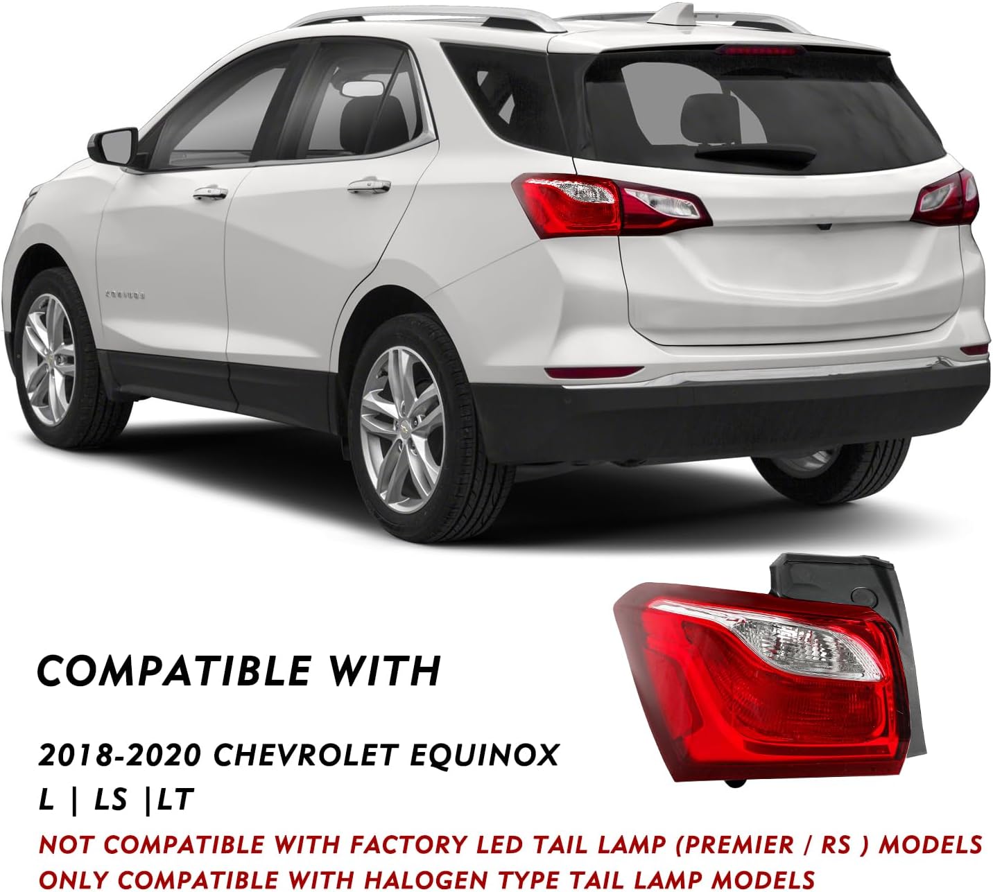 Tail Light Assembly Compatible with 2018 2019 2020 Chevy Equinox Taillights Rear Taillamp Brake Light Driver and Passenger Side