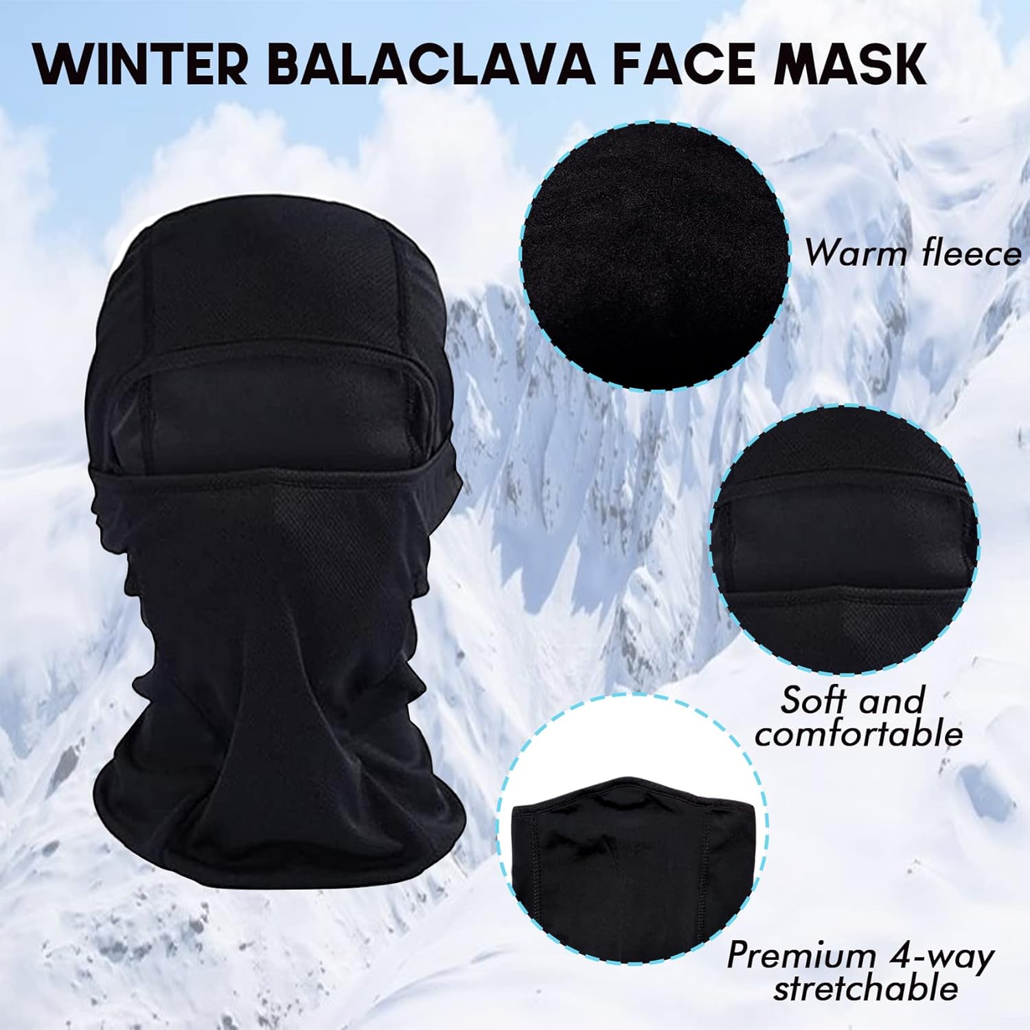 Men Ski Gloves, Winter Warm Waterproof Breathable Snow Gloves with Balaclava Set for Snowboard, Snowmobile in Cold Weather.