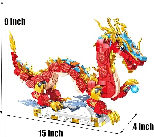 Miniatura 2 de ZEVREVS 2024 - Bloques de construcción de dragón auspicioso de Año Nuevo Lunar, Festival de Primavera, Dragón, Figura construible, regalo de Año
