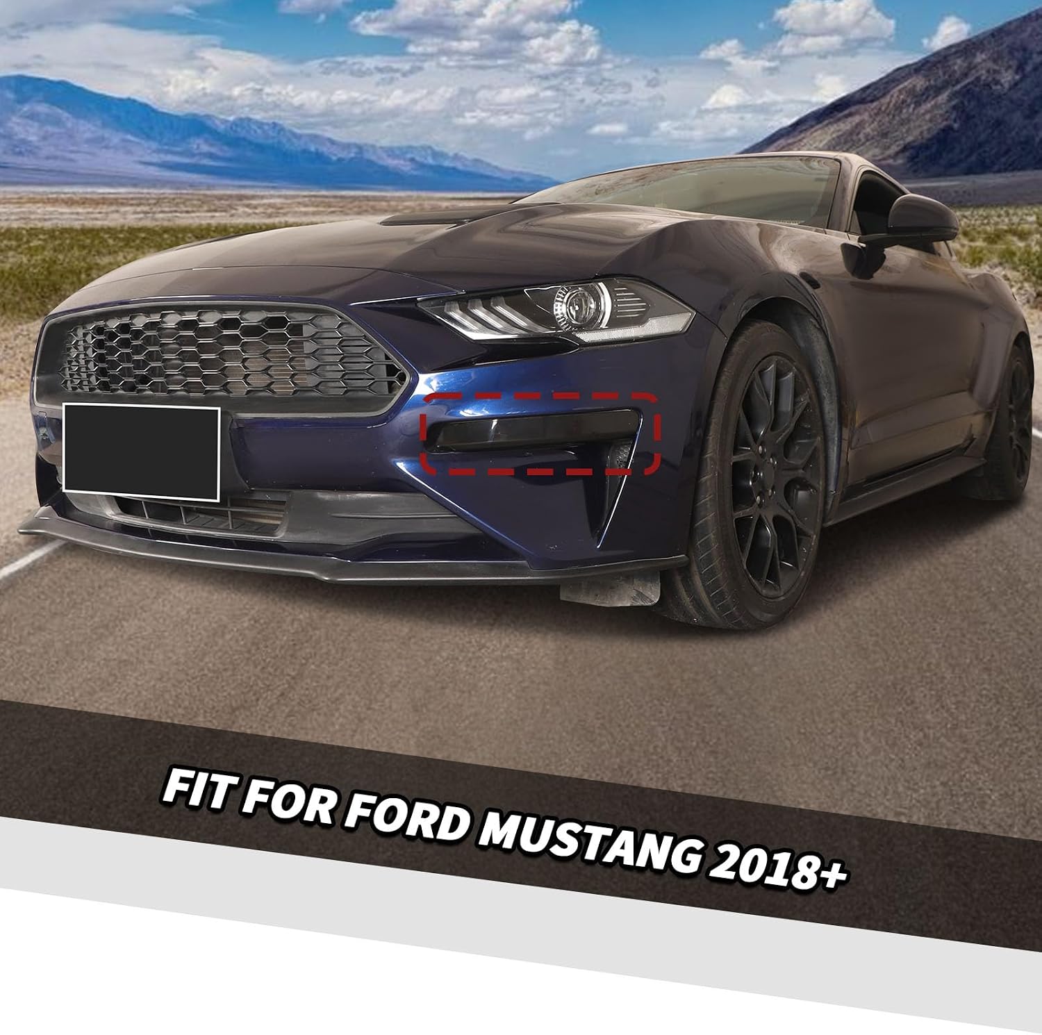 Jimen Fit for Ford Mustang 2018-2023, 2PCS Smoked Front Fog Light Cover Trim