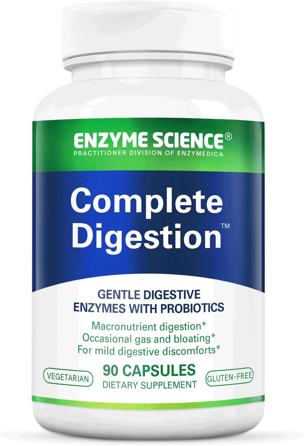 Complete Digestion, Full Support for Digestive Health and Help Reducing Gas, Bloating, Indigestion, and Irregularity with 125 Billion CFU Probiotics, Vegetarian, 90 Capsules