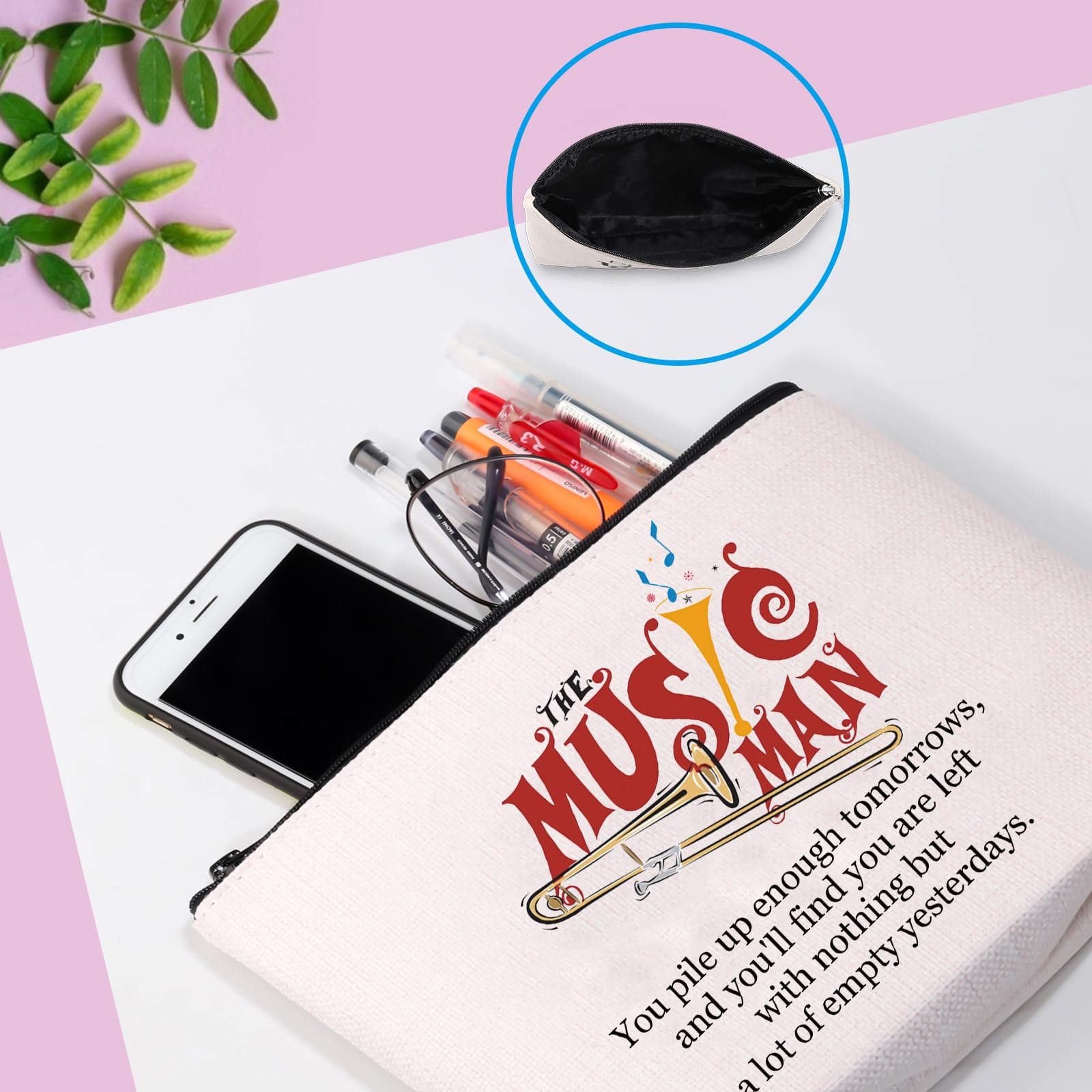 Music Man Broadway Geschenktasche mit Reißverschluss, Broadway-Merchandise-Make-up-Tasche, Geschenk für Musikliebhaber, Geschenk, Musik-Mann-Tasche, Kosmetiktasche aus Segeltuch mit Reißverschluss