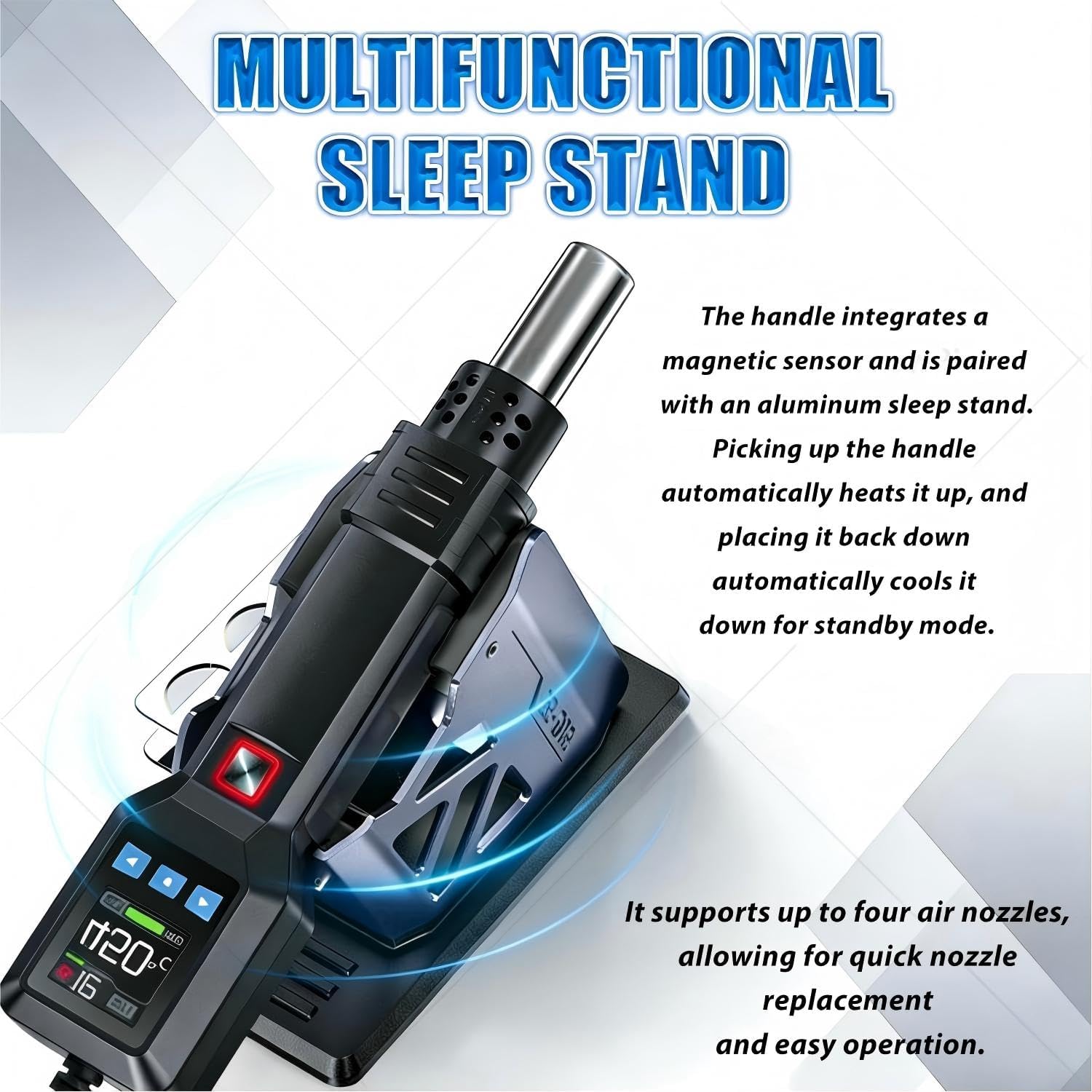 Hot Air Soldering Station, 550W High-Temperature Heat Gun with PID Control, Magnetic Induction, Hot & Cold Air Modes for Precision Repair & Heavy-Duty Work