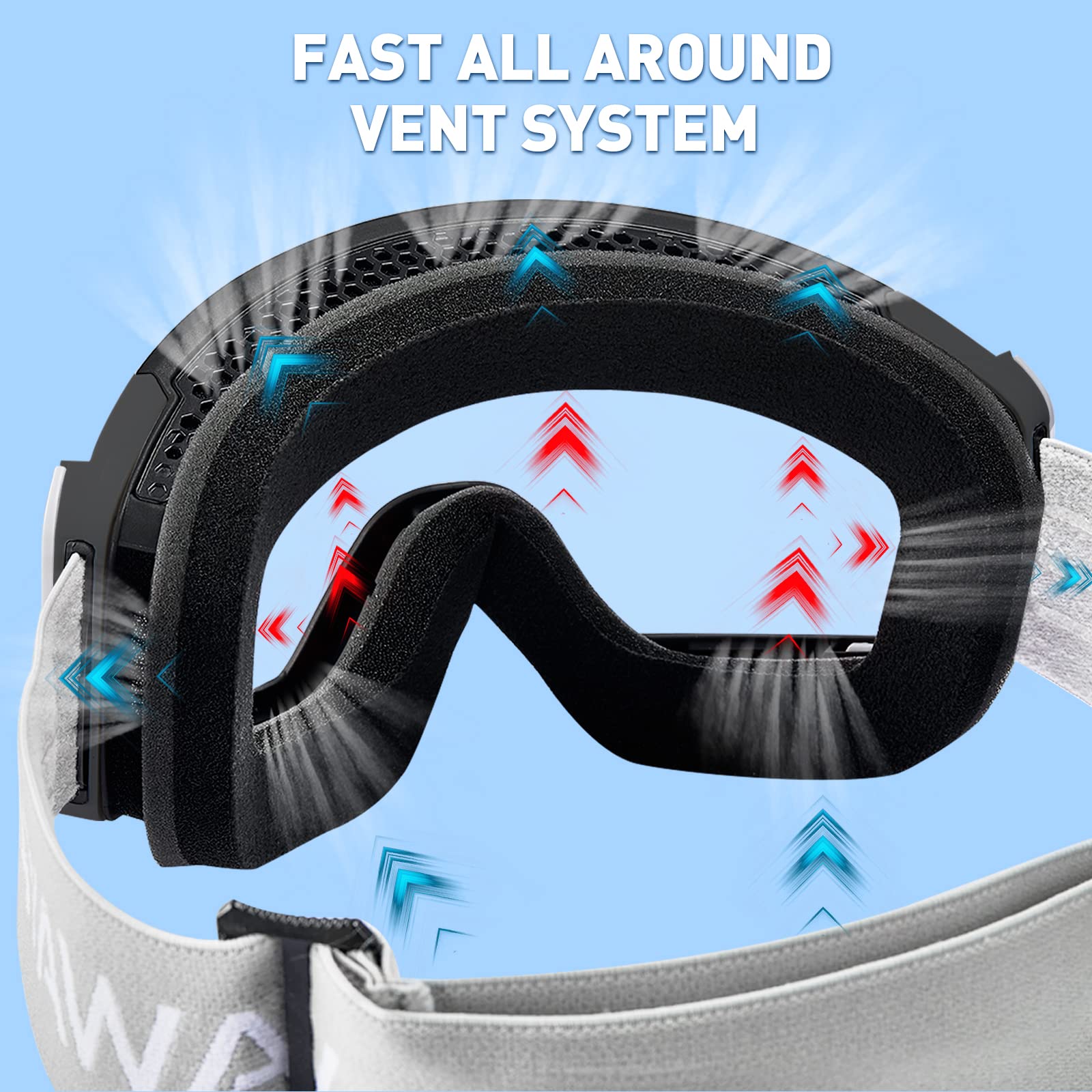 AVAWAY OTG Donna Occhiali da Sci Occhiali di Sicurezza Magnetici Snowboarding, Anti Graffio Anti Nebbia 100% Protezione UV