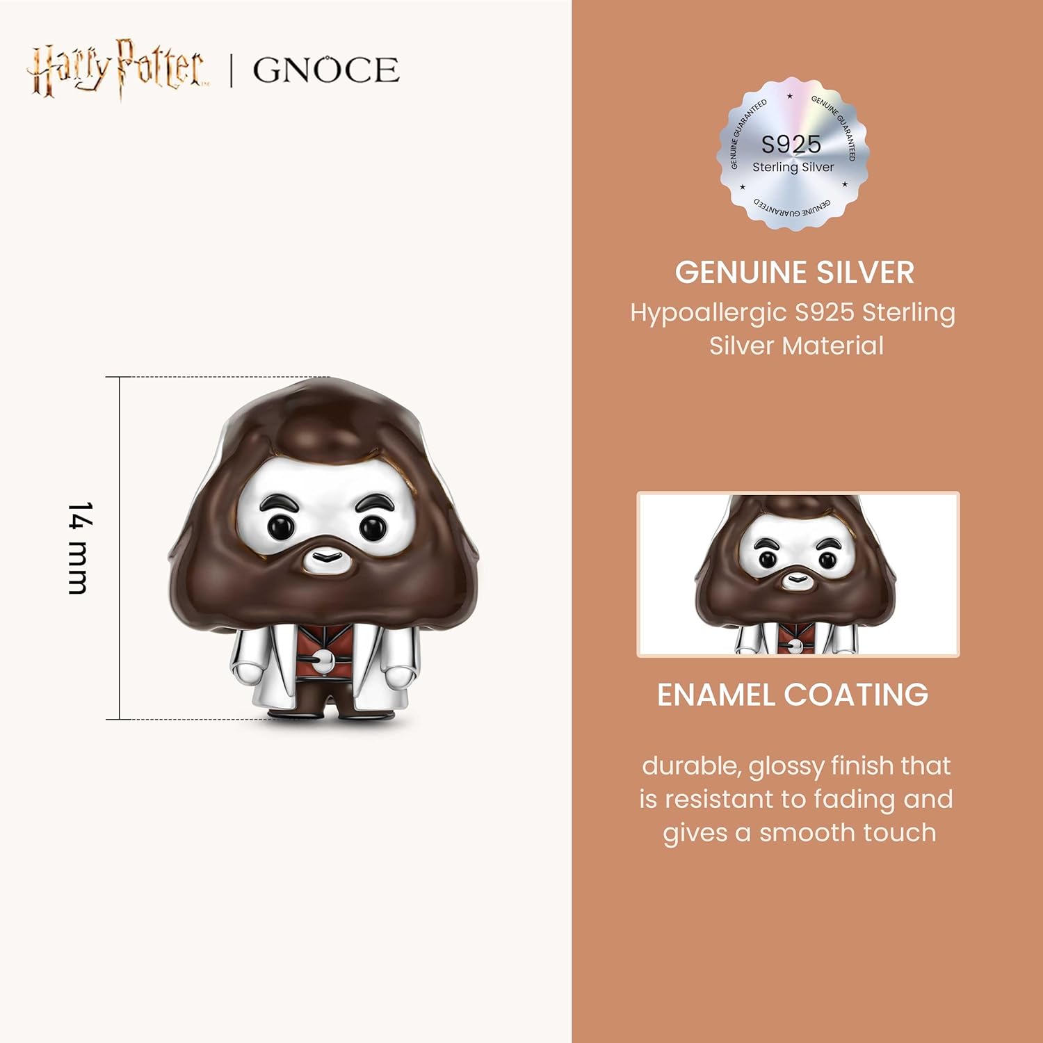 GNOCE Harry Potter Rubeus Hagrid Charm Bracelet for Women, S925 Sterling Silver Dangle Charms for Women Wife, Valentine‘s Day, Mother’s Day Jewelry