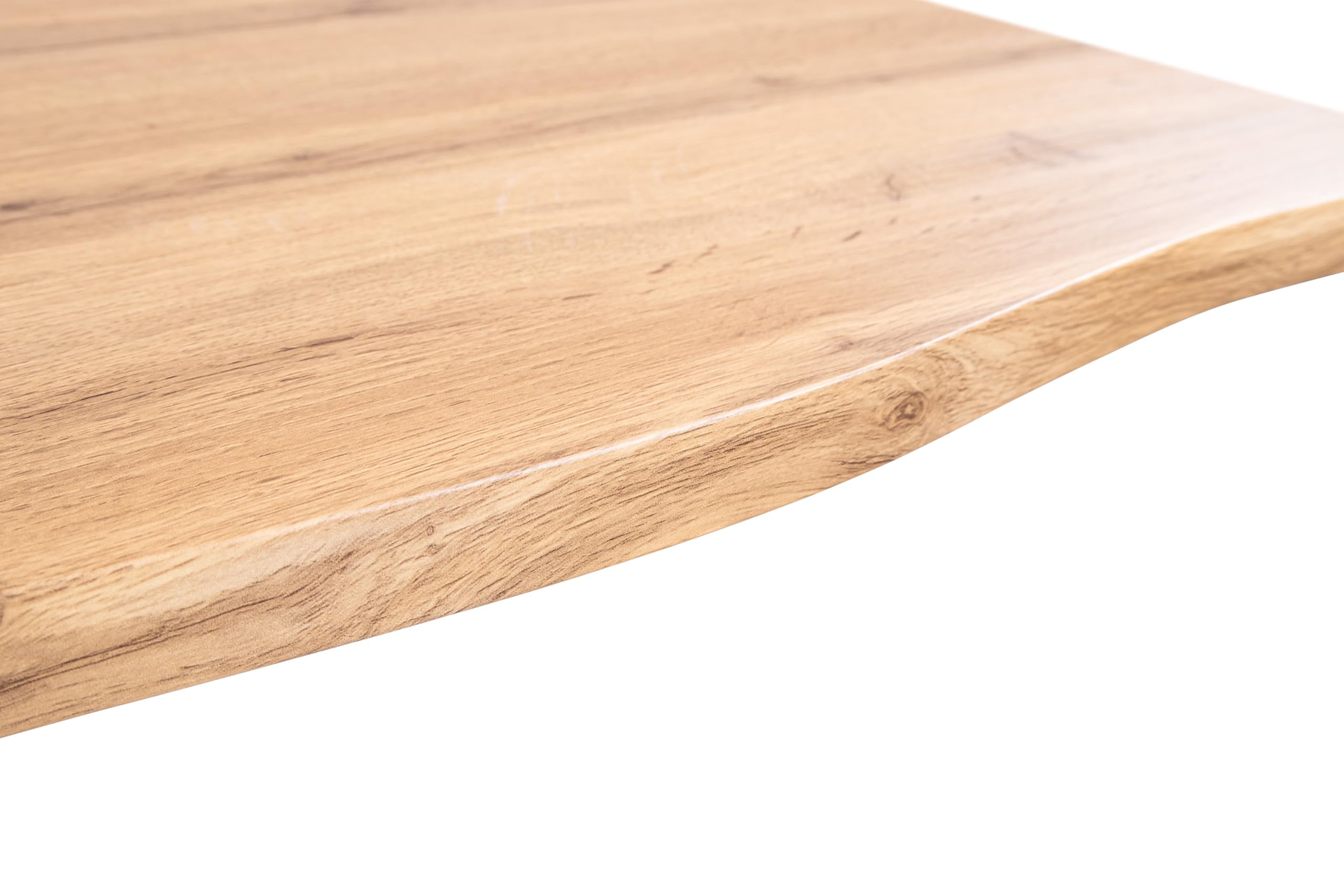 SAM Tischplatte Joan | 120 x 70 cm eckig | Holz | Farbe: Eiche | Baumkante | Holzplatte für Küche & Café