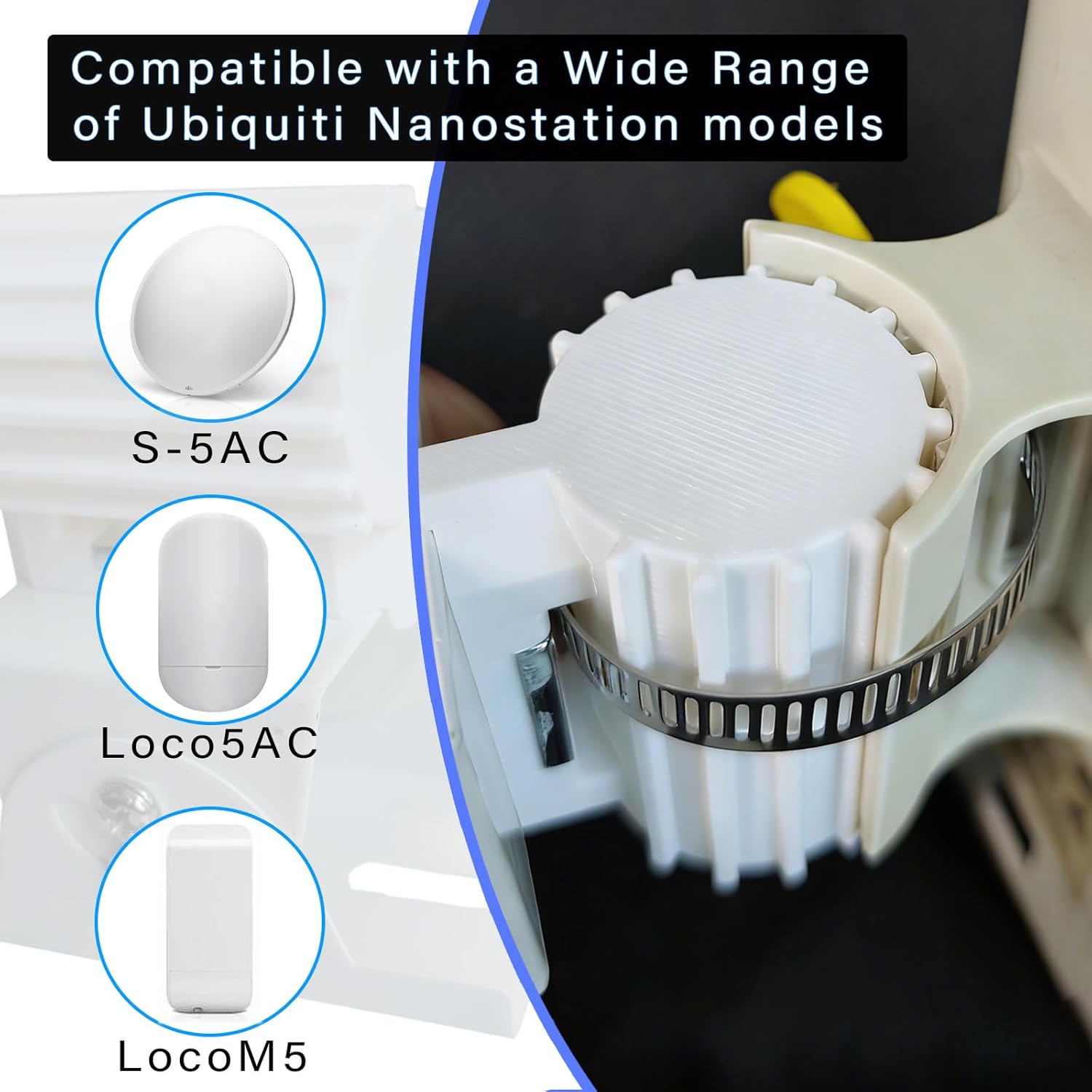 Adjustable Wall Mount Bracket Kit for Ubiquiti NanoStation NS-5AC Loco5AC NSM5 LocoM5 NSM2 LocoM2 LTU Lite – Outdoor Wireless Bridge Mount Hold for CPE AP Client Access Point Installation -Pack of 2