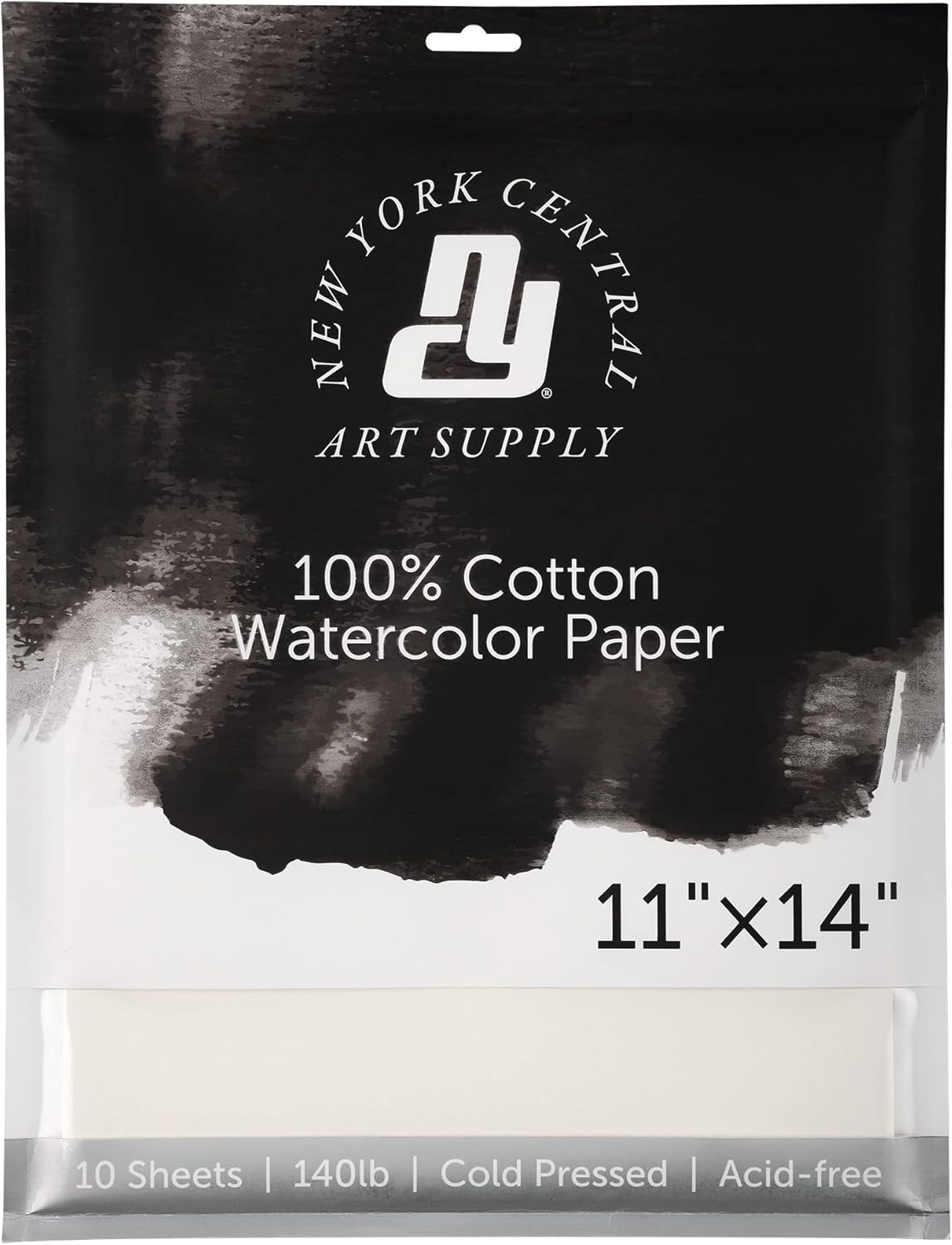 New York Central Watercolor Paper - 11x14-10 Sheets - 140 lb. Cold Press - 100% Cotton, Acid-Free, Archival Quality, Bright White Watercolor Paper Pad for Wet & Dry Media