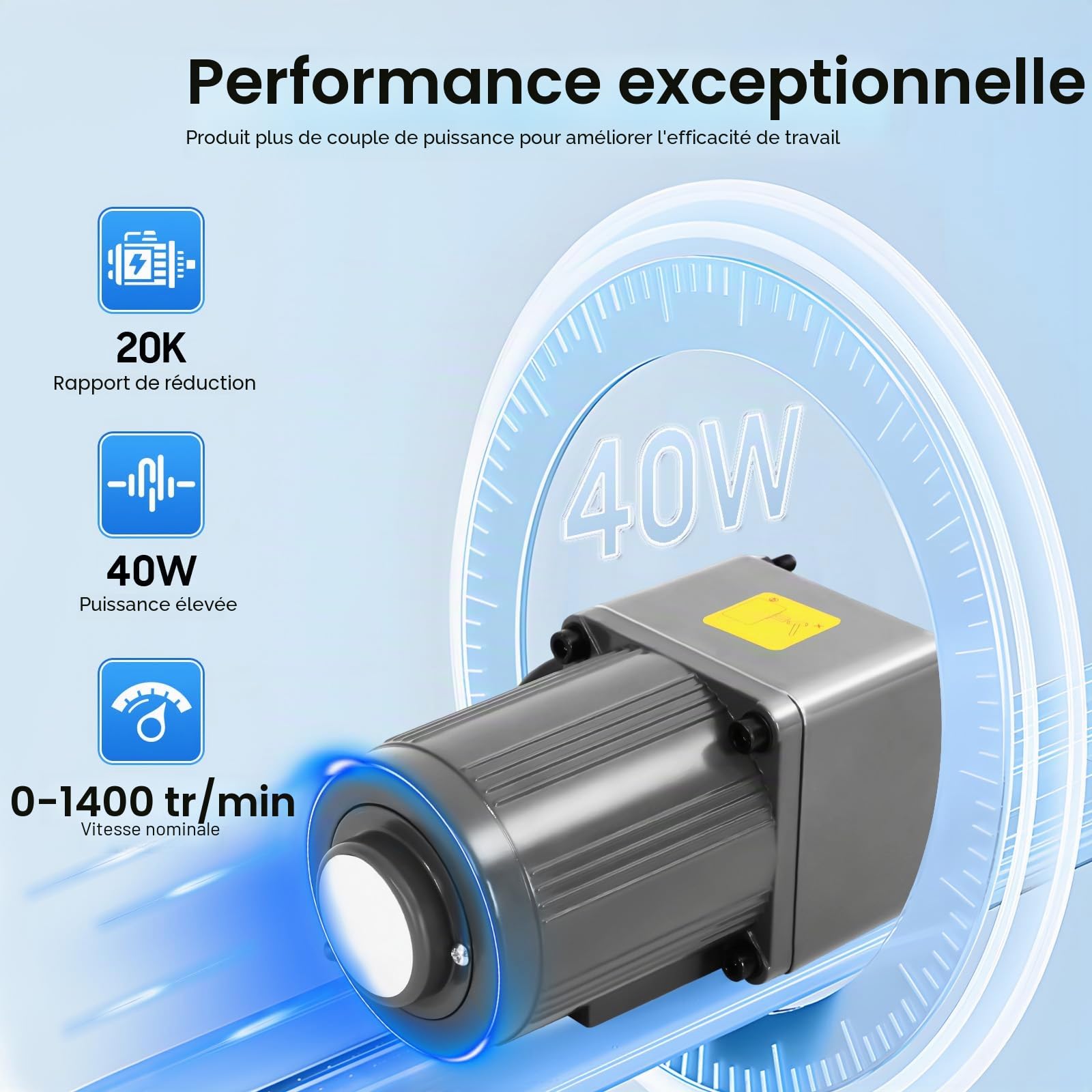 Motoréducteur Électrique 220 V 40 W (20 K), Moteurs à Vitesse Variable, Moteur à Engrenages Réglable Réglable en Continu Monophasé, avec Contrôleur de Vitesse Moteur à Engrenages 0-90rpm
