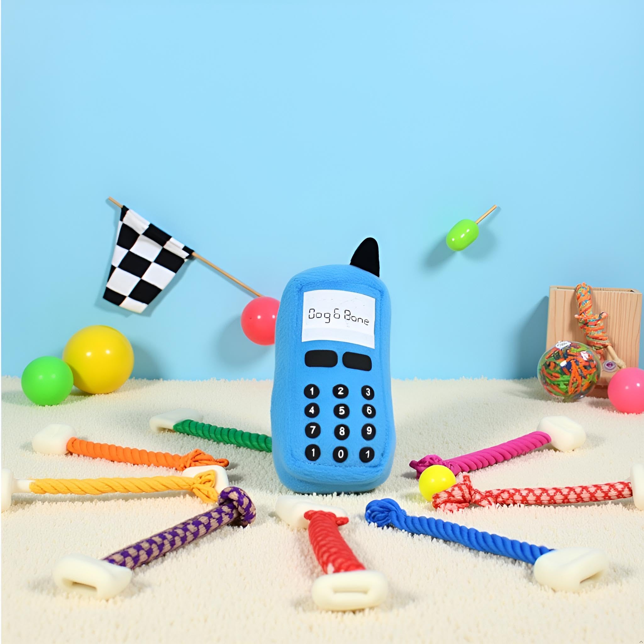 Yjemle Blue Funny Cellphone Shape Plush Doll Playing Training Pet Dog Puppy Chew Squeaky Toughs Plush Fluffy for Awesome Pet Puppy Small Medium Dog Toys - Image 4
