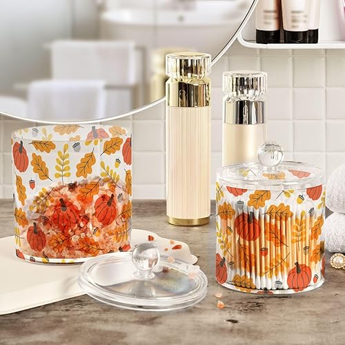 Miniatura 4 de Tarros de calabazas de otoño con tapas, tarros de almacenamiento, recipientes de baño, recipientes de lavandería, contenedor redondo de algodón para