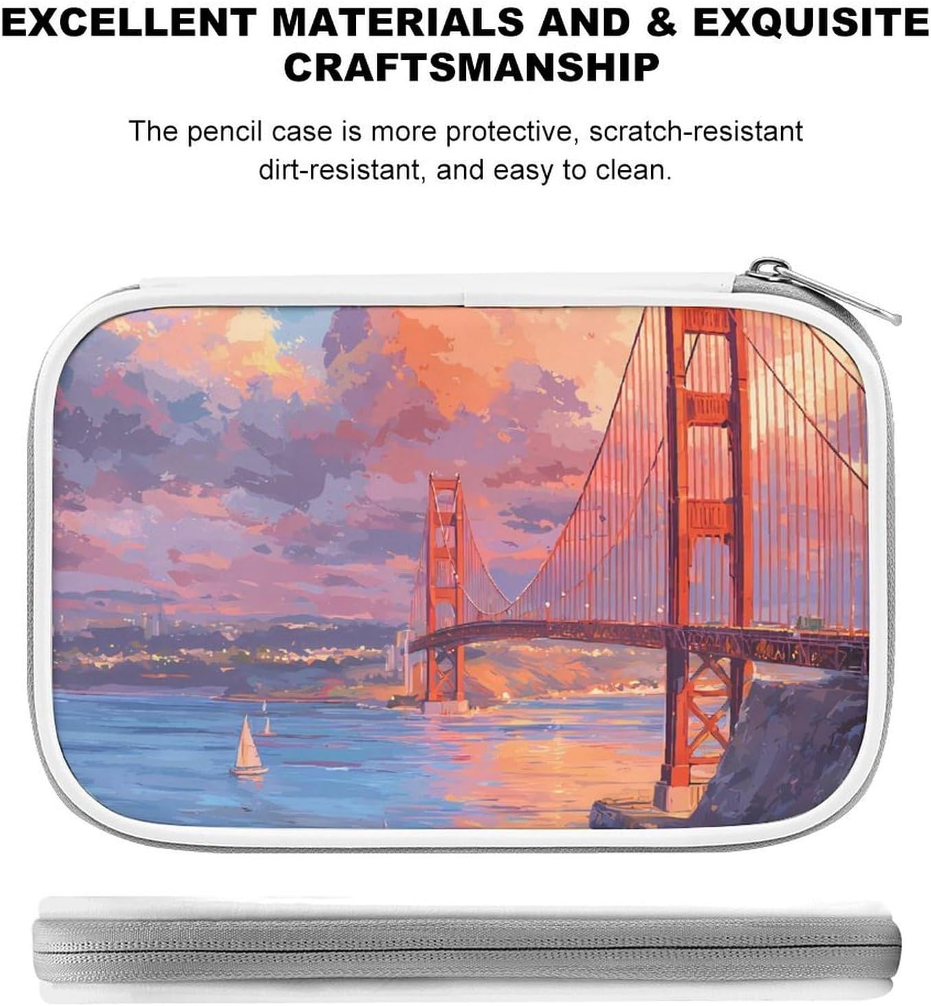 Golden Gate Bridge Sunset Cosmetic Bag Makeup Brush Organizer Bags image 4