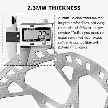 Bike Brake Rotor with 6 Bolts, 2.3mm Thick Bicycle Brake Disc Rotors, 140mm 160mm 180mm 203mm, Stainless Steel, for E-Bike E-Scooter MTB [1PC](140mm)