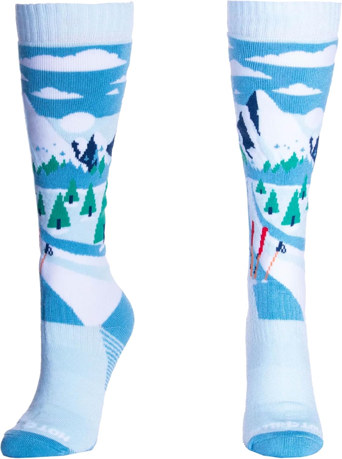 Hot Chillys Women's Fiesta Print Pattern Over-The-Calf Mid Volume Cushion Wintersports Socks