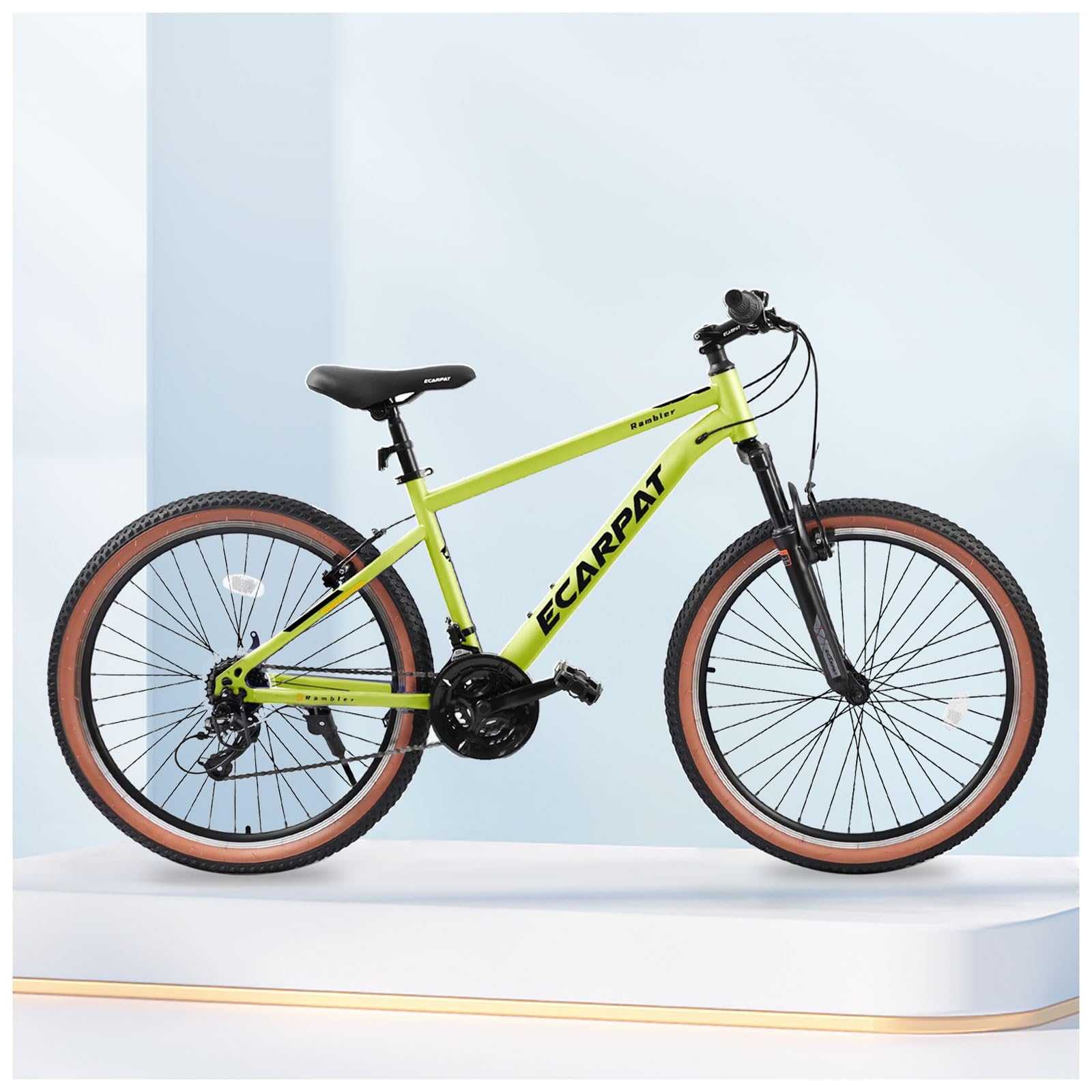 QHIYRZE 26 Inch Mountain Bike?21-Speed V-Brakes Front Suspension Bikes for Adult Men Women?All-Terrain Tires Adjustable Seat Grip Shifter City Bicycles (Color : Green)