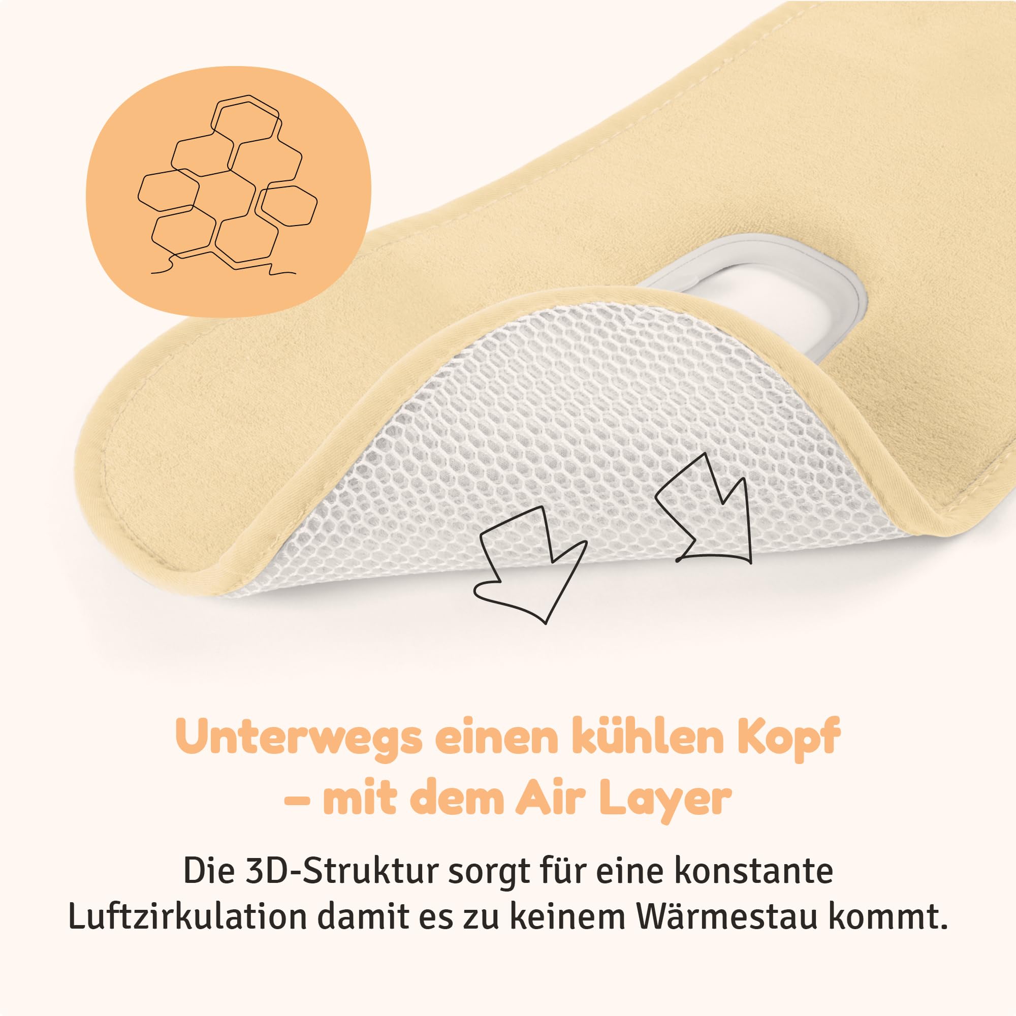 Aeromoov Baby Sitzauflage Air Layer Einlage für Autositz Kinderwagen Gruppe 1 Antischwitz Sommerbezug Bio-Baumwolle Vanilla