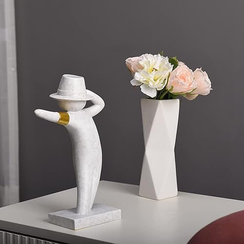 Miniatura 3 de Pointnio Escultura de Michael Jackson, estatua de recuerdos de MJ, regalos de recuerdos de Michael Jackson, figuras divertidas decorativas (blanco)