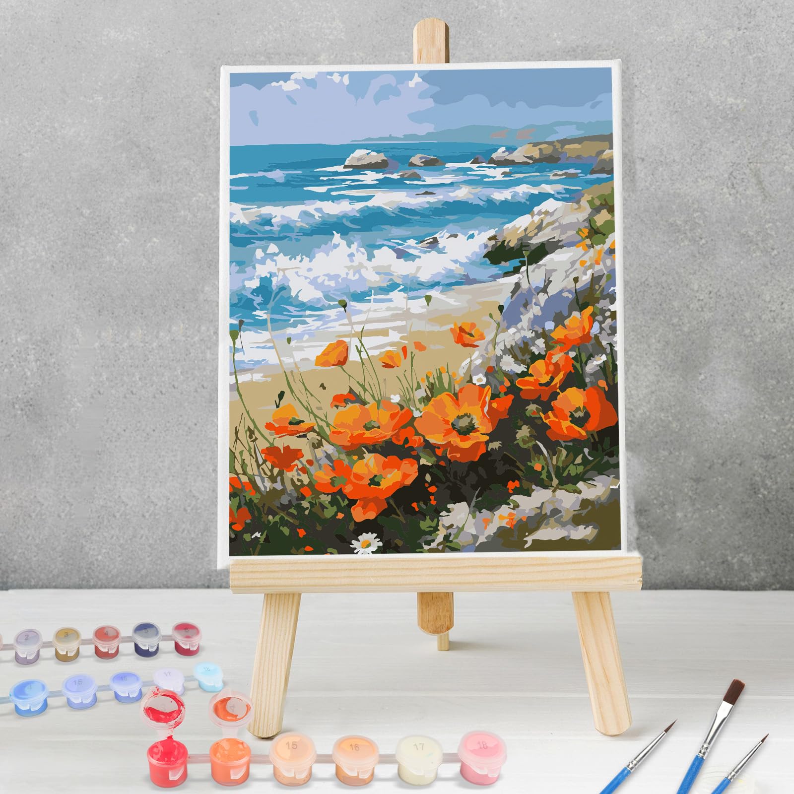 KEYIFA Peinture Par Numéros Fleurs Colorées – Kit Adulte Avec Toile 30x40 Cm, Pinceaux Et Peinture Acrylique