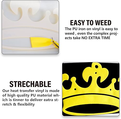 Miniatura 9 de HTVVETUR 14 hojas de vinilo de soplo 3D de transferencia de calor de 12 x 10 pulgadas, vinilo de transferencia de calor para prensa de calor,