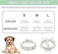 Vista 2 de Hicarer Juego de 2 collares de perlas y collar de perlas para perros pequeños y gatos, lindos collares de piel sintética para mascotas, collar