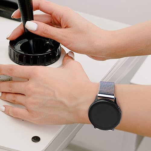 Miniatura 5 de Amzpas Correa de reloj de metal de liberación rápida de 0.787 in 0.866 in, correa de reloj de acero inoxidable, correa de repuesto magnética de