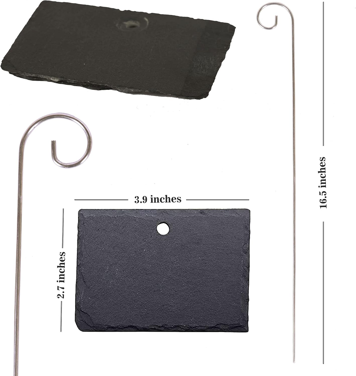 Darling Souvenir 10 Pcs Garden Marker Sign Reusable Labels Rough Natural Slate Hanging Tags Weatherproof Stainless Steel Rod for Flower Beds Plant Nursery Pots