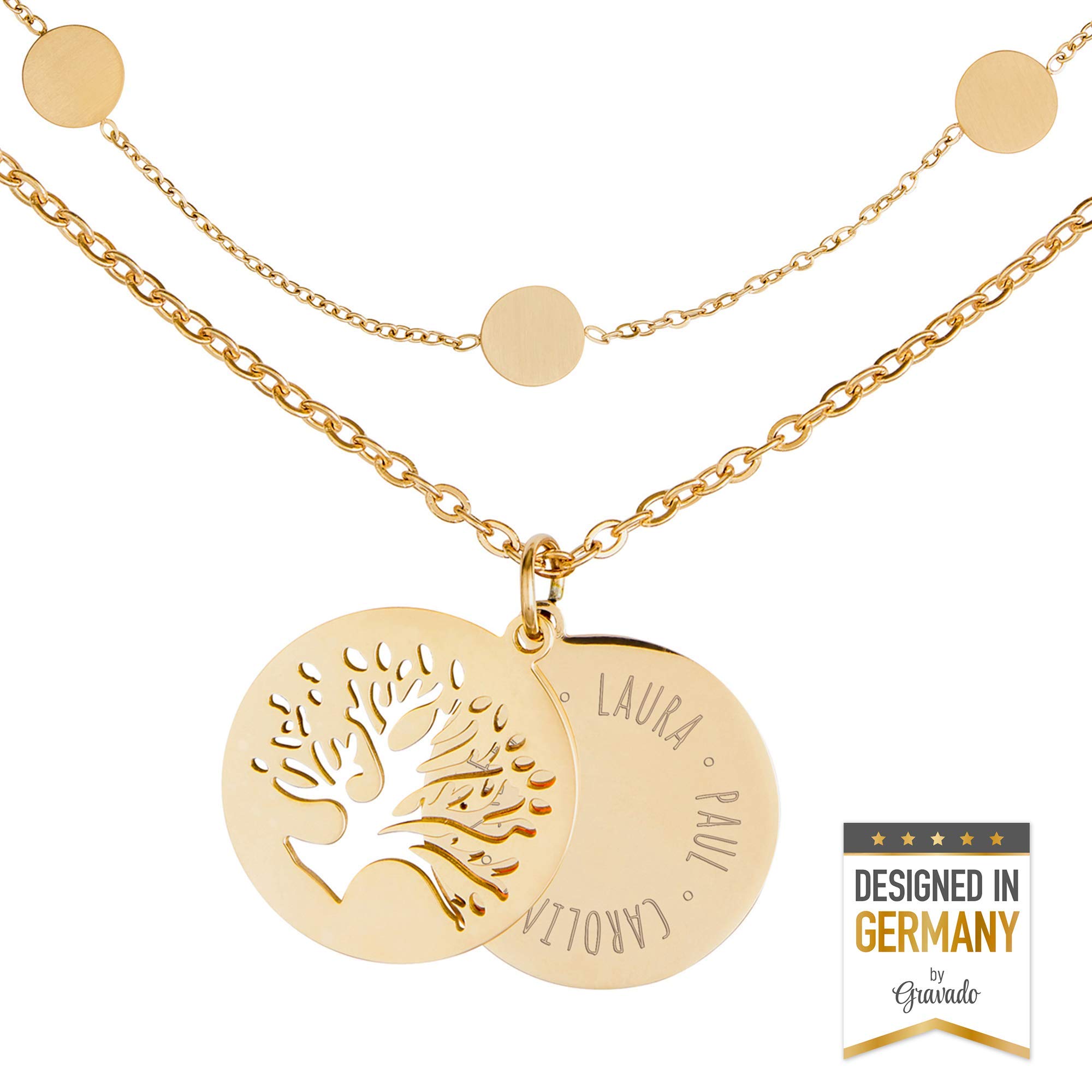 Gravado Mondgold Halskette mit Kreis-Anhängern & Layering Ketten, Standard & Personalisiert, Parent