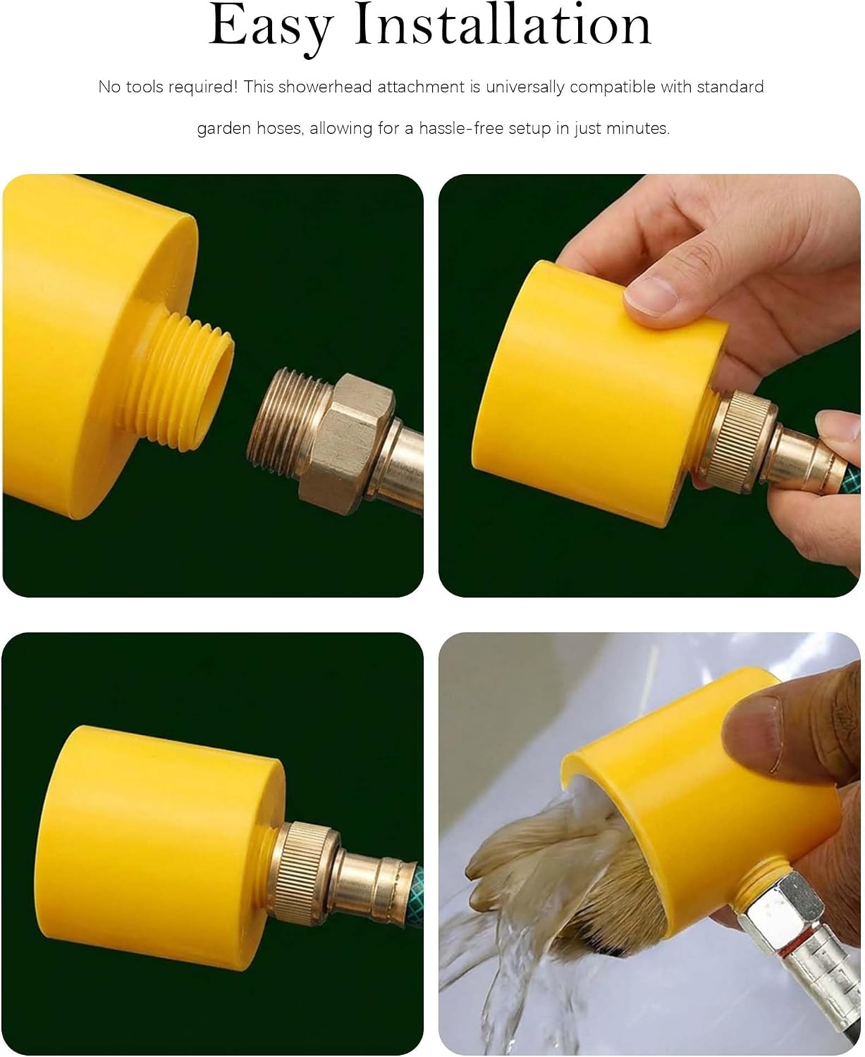 Pet Paw Showerhead - 360° Inward Spiral Dog Shower Attachment for Easy and Quick Clean, Portable and Lightweight Grooming Tool for Indoor and Outdoor Pet Bathing (Yellow) image 4
