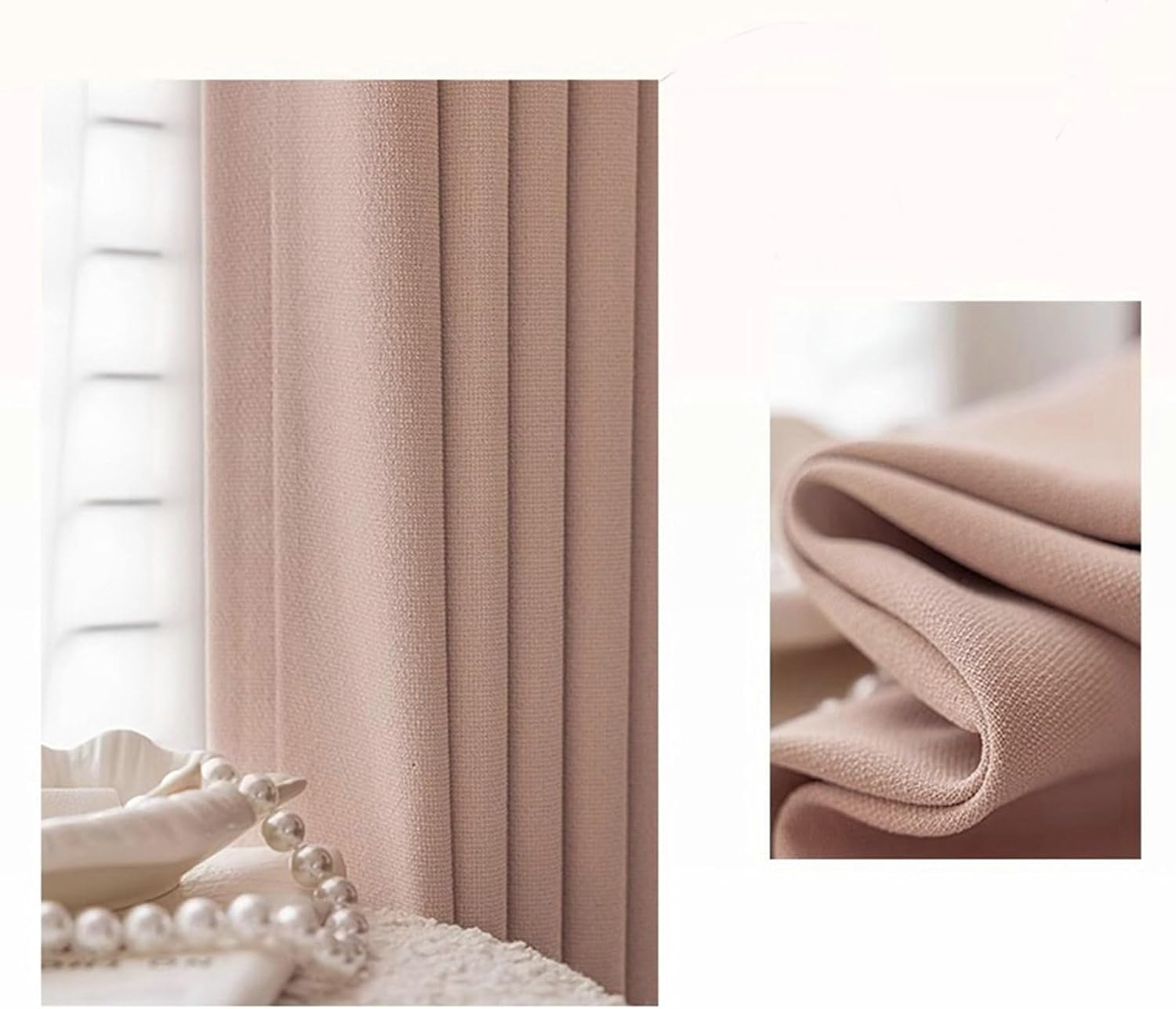 Blackout Curtain 2 Panel Sets 54 inch Long, Window Blackout Curtains Hook Modern Simple Solid Color Woven Texture Room Darkening Window Treatment for Light Blocking Pink, 40 x 54 Inch