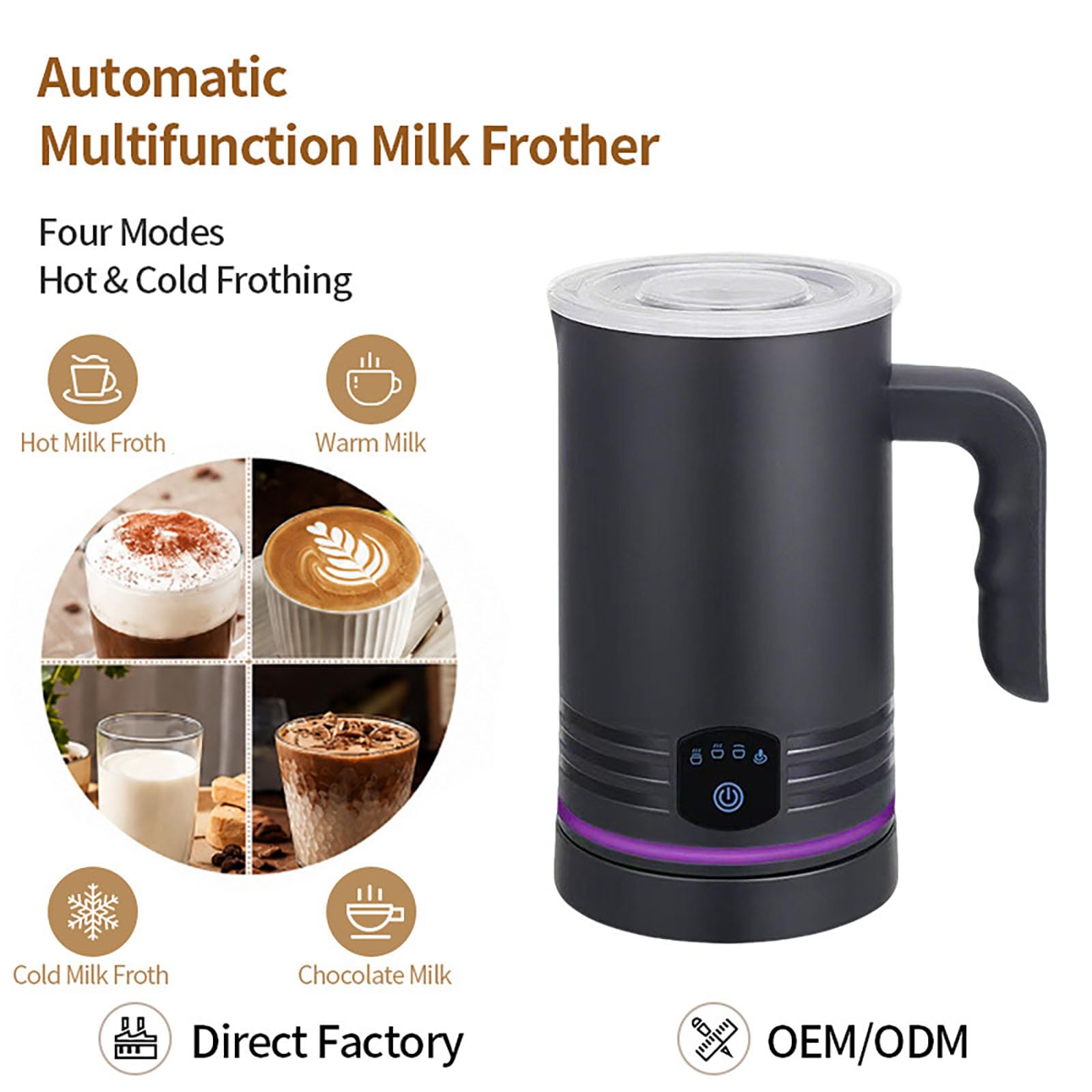 Automatyczny spieniacz do mleka 4 w 1, 450 ml parownik Velvetiser | system tworzy gorącą czekoladę w stylu baristy i spienione mleko, łatwy do czyszczenia z automatycznym wyłączaniem