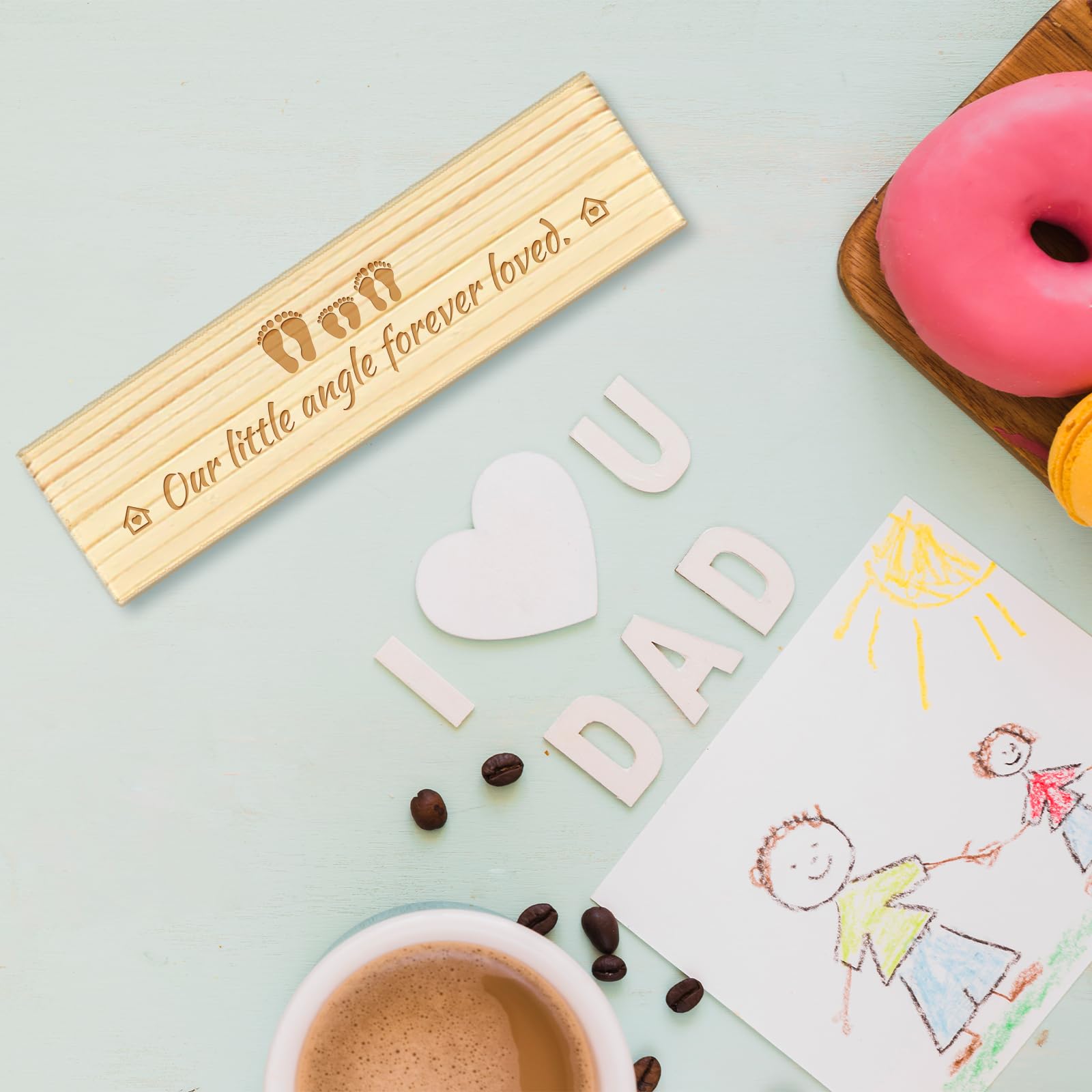 CHGCRAFT Piedi di famiglia Test di gravidanza Souvenir Box Scatola di legno annuncio di gravidanza Keepsake Box con nastro di rafia e blocco annuncio regali per papà marito, 8x2x1,2 pollici