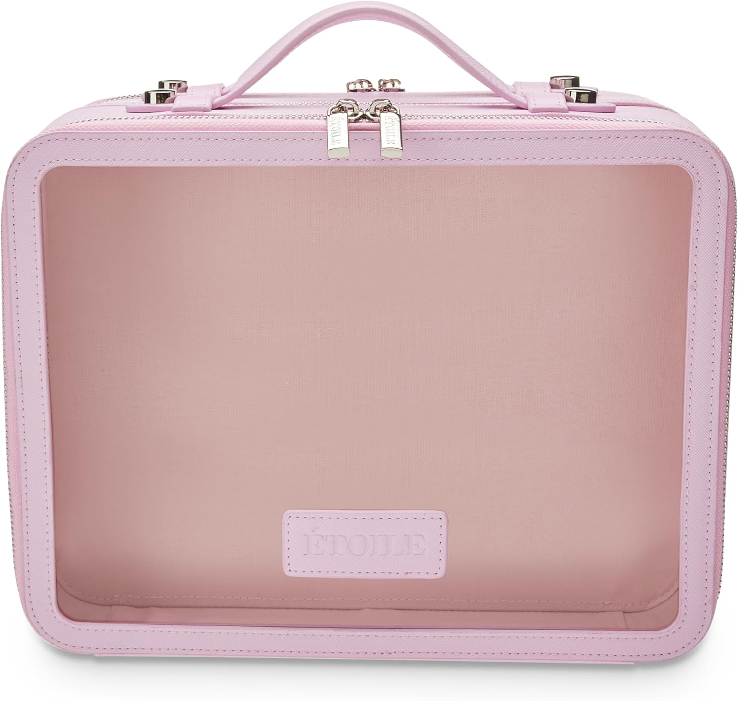 ETOILE - Large Twin Cosmetic Case Lavender Pink - Dual Compartment Cosmetic Beauty Organizer & Toiletry Case