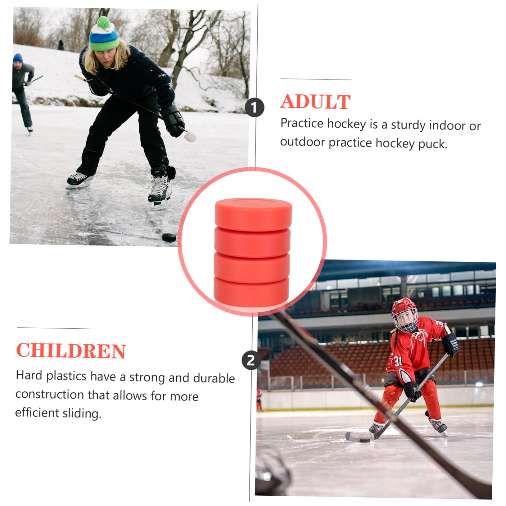 Gatuida Eishockey Pucks 4er Set - Gummi-Pucks Für Indoor & Outdoor Training