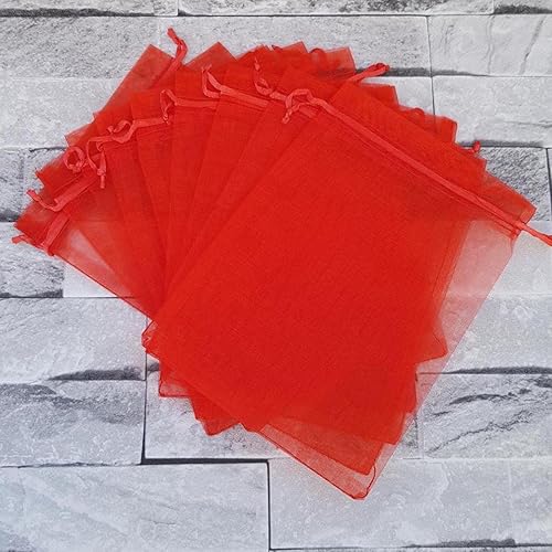 Vista 68 de 100 Pcs Gift Organza Bags 5x7 Inch Gold Drawstrings Sheer Fabric Pouch for Jewelry Baby Shower Christmas Party Favors Wedding Kids Men Teenage