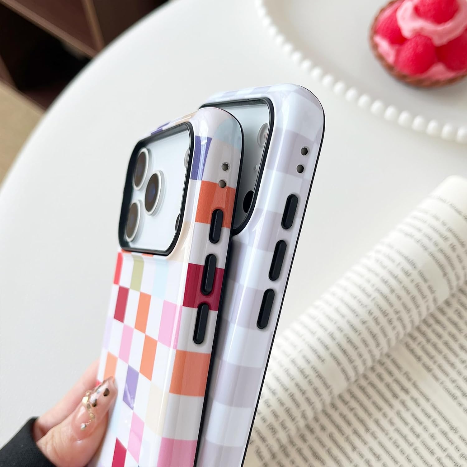 Compatible with iPhone 17 Pro Case, Cute Aesthetic Fashion Colorful Checkered Cover for Women, Shockproof Slim Soft TPU and Hard PC Protective Phone Case for iPhone 17 Pro 6.3", Colorful - Image 7