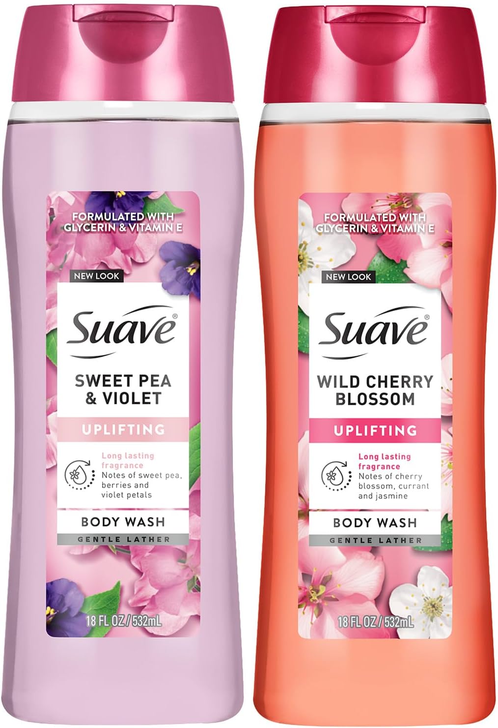Suave Body Wash Variety 2-Pack, Sweet Pea & Violet + Wild Cherry Blossom