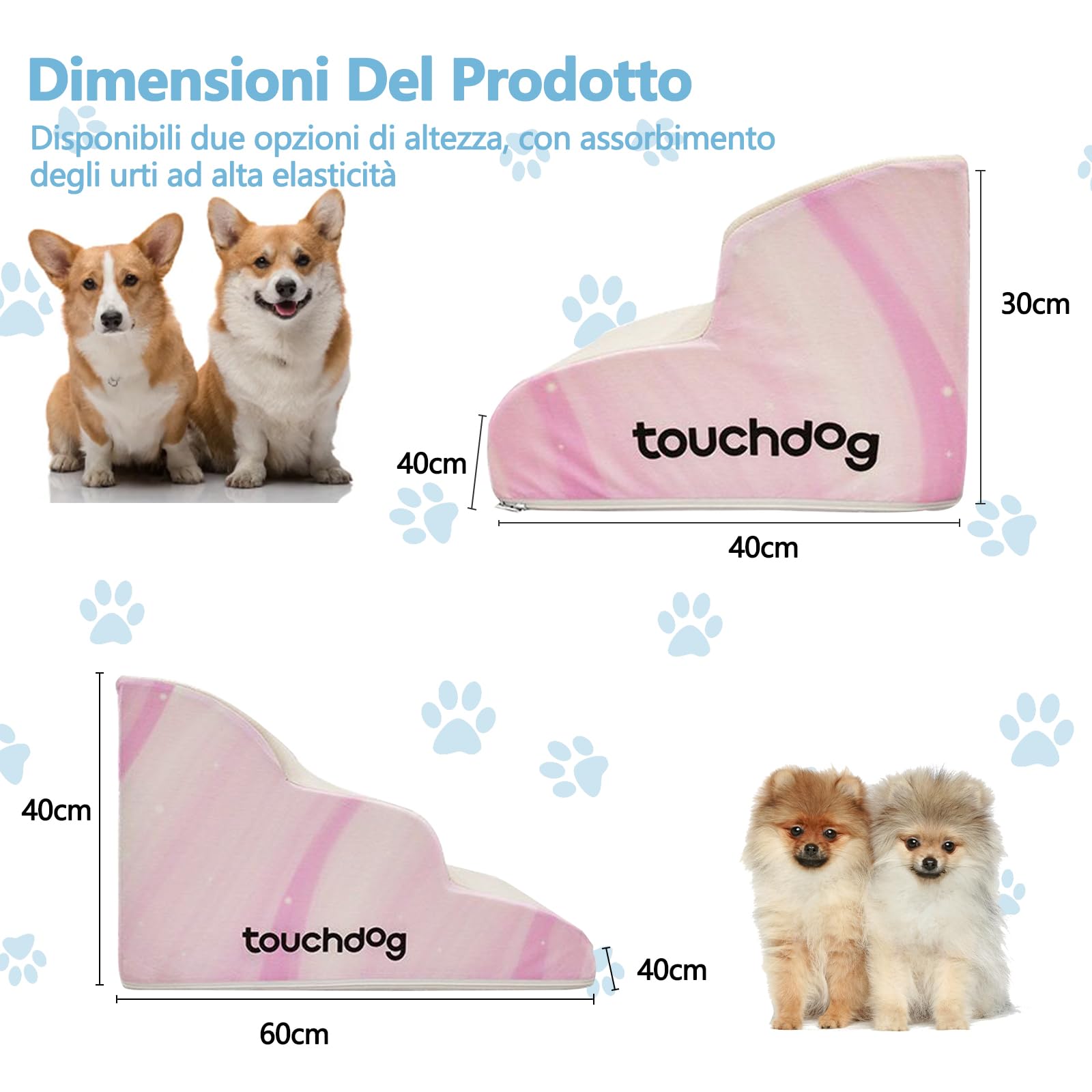 Galatée Scala Per Animali Domestici, Monoblocco, Imbottita Con Spugna, Pendenza Dolce Per Proteggere Le Articolazioni, Rimovibile, Lavabile e Antiscivolo（2 Strati, Rosa）